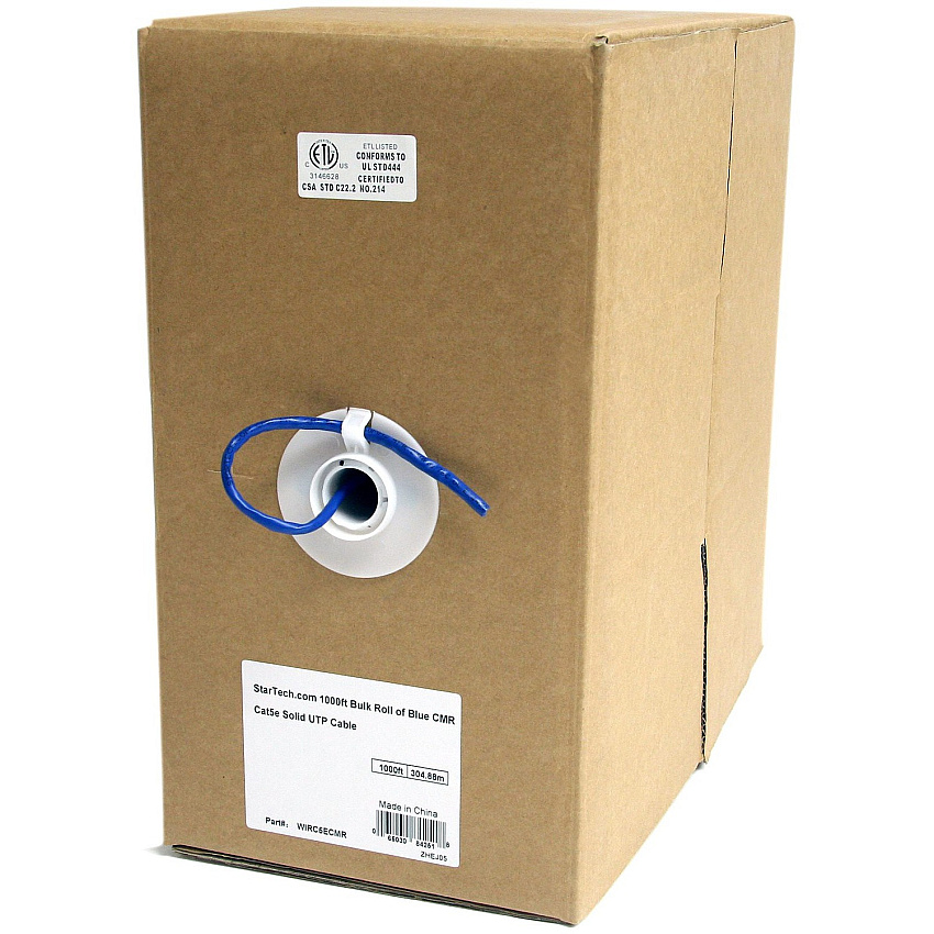 StarTech 1000 ft Bulk Roll of Blue CMR Cat5e Solid UTP Cable (WIRC5ECMR)