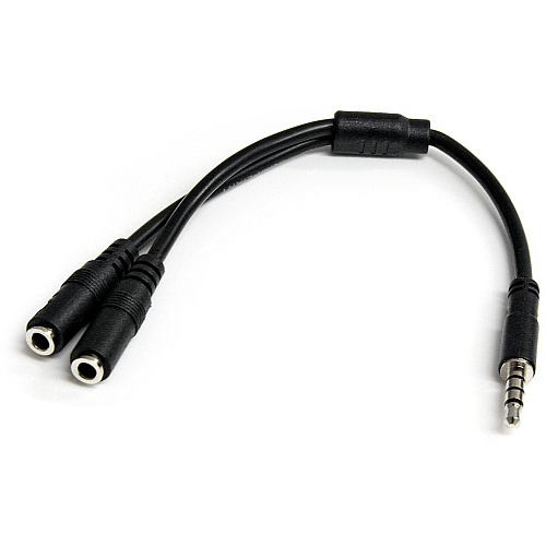 StarTech Headset adapter for headsets with separate headphone / microphone plugs - 3.5mm 4 position to 2x 3 position 3.5mm M/F (MUYHSMFF)