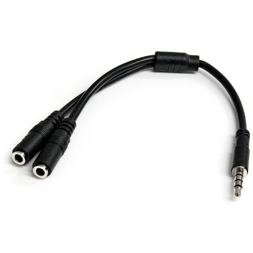 StarTech Headset adapter for headsets with separate headphone / microphone plugs - 3.5mm 4 position to 2x 3 position 3.5mm M/F (MUYHSMFF)