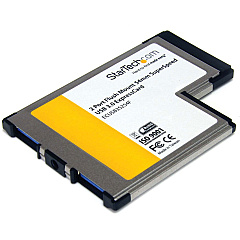 StarTech 2 Port Flush Mount ExpressCard 54mm SuperSpeed USB 3.0 Card Adapter with UASP Support (ECUSB3S254F)