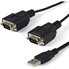 StarTech USB to Serial Adapter - 2 Port - COM Port Retention - FTDI - USB to RS232 Adapter Cable - USB to Serial Converter (ICUSB2322F)