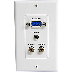 StarTech 15-Pin Female VGA Wall Plate with 3.5mm and RCA - White (VGAPLATERCA)