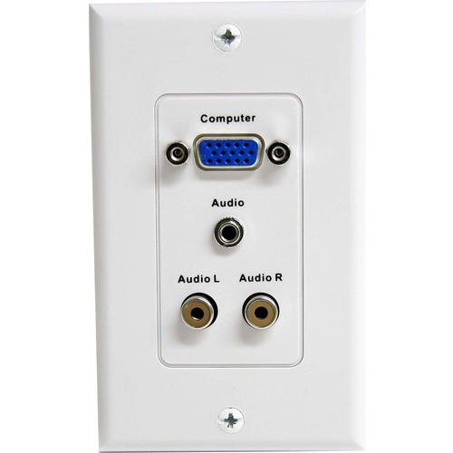 StarTech 15-Pin Female VGA Wall Plate with 3.5mm and RCA - White (VGAPLATERCA)