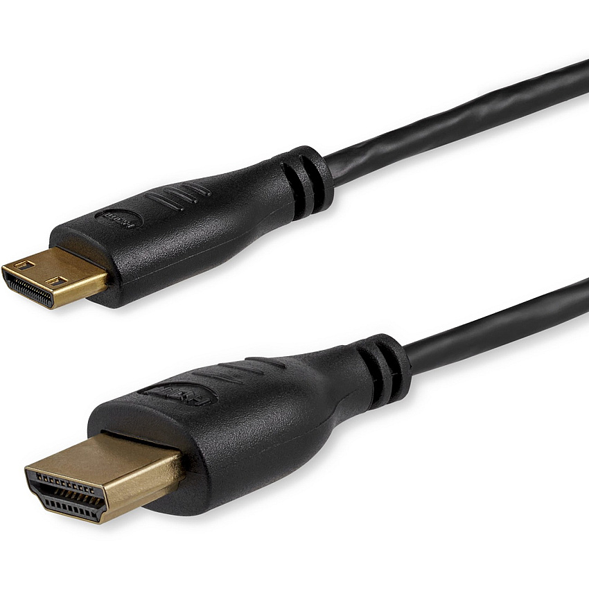 StarTech 3ft Mini HDMI to HDMI Cable with Ethernet, 4K 30Hz High Speed Slim Mini HDMI 1.4 (Type-C) Device to HDMI Adapter Cable/Cord (HDMIACMM3S)