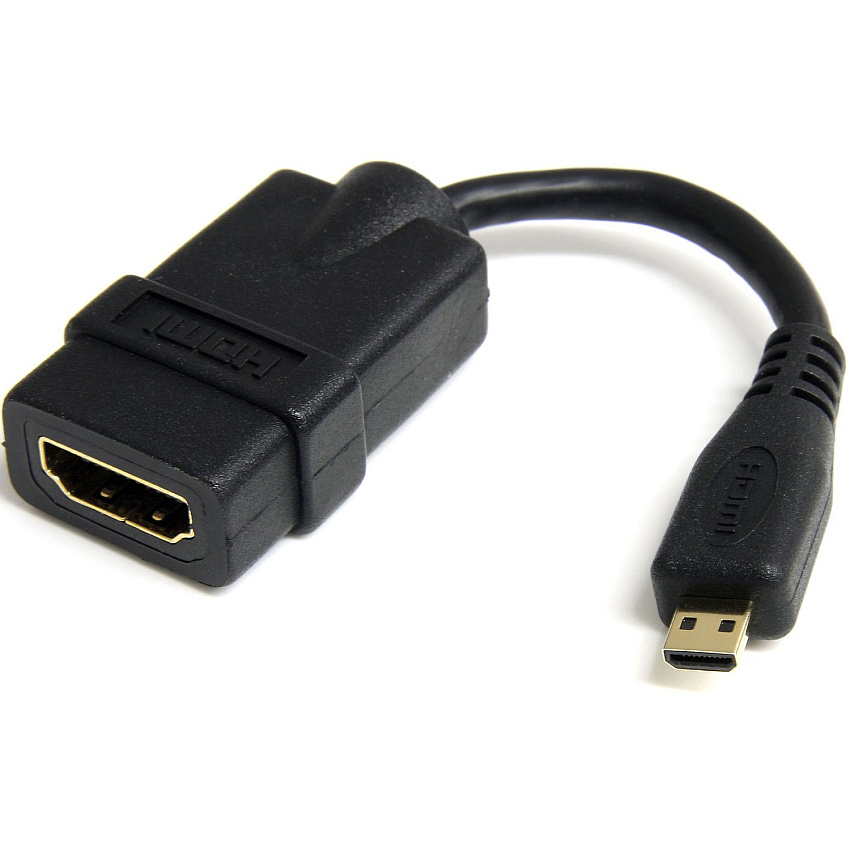 StarTech Micro HDMI to HDMI Adapter Dongle, 4K High Speed Micro HDMI to HDMI Converter, Micro HDMI Type-D Device to HDMI TV/Display (HDADFM5IN)