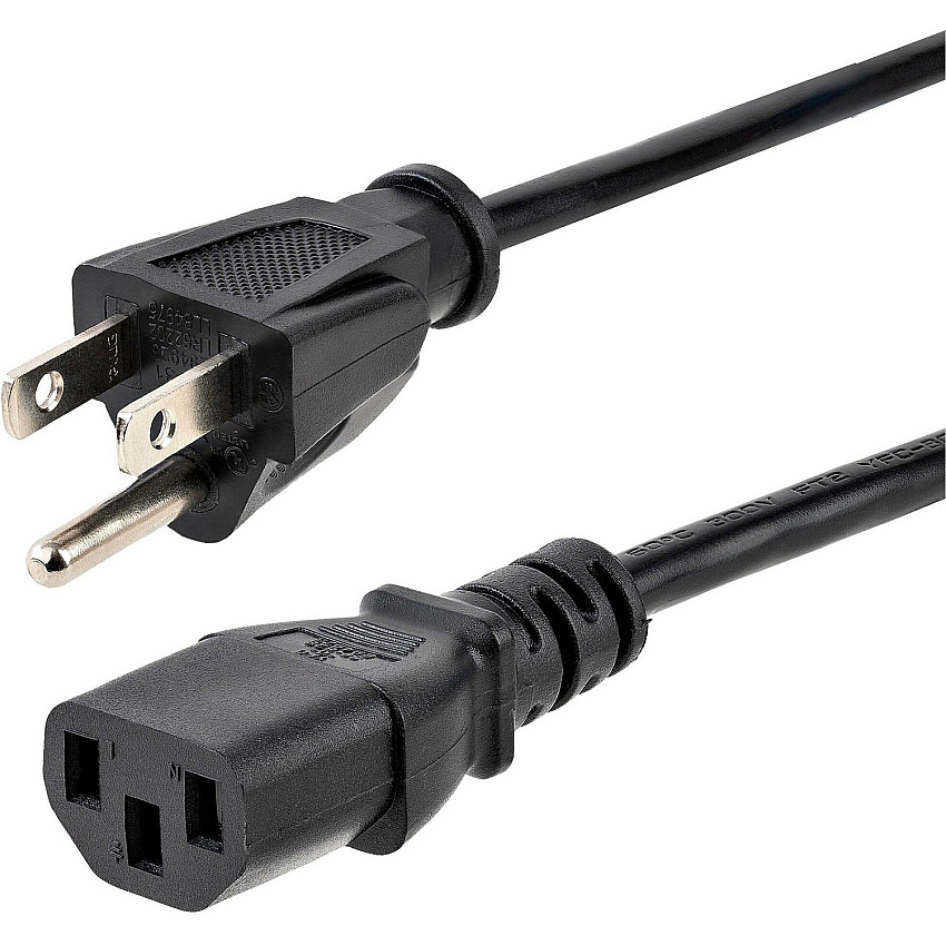 StarTech 25ft(7.6m) Computer Power Cord, NEMA 5-15P to C13, 10A 125V 18AWG, Black Replacement AC PC Power Cord, TV/Monitor Power Cable (PXT10125)