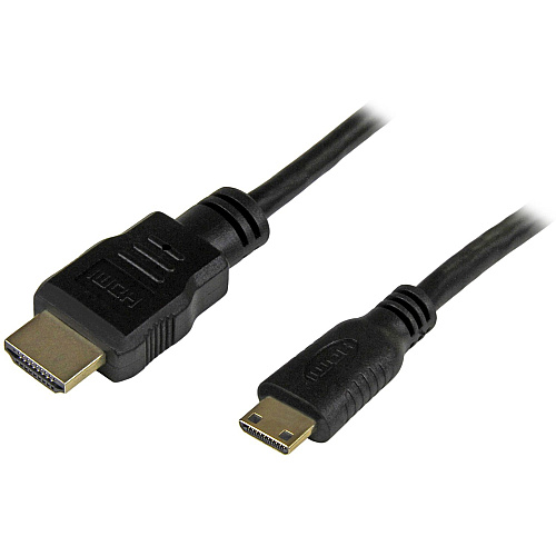 StarTech 1ft Mini HDMI to HDMI Cable with Ethernet, 4K 30Hz High Speed Mini HDMI 1.4 (Type-C) Device to HDMI Adapter Cable/Cord, M/M (HDMIACMM1)