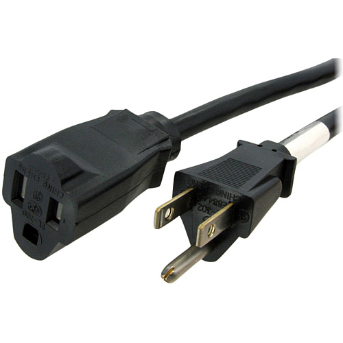 StarTech 10ft (3m) Heavy Duty Extension Cord, NEMA5-15R to NEMA5-15P Black Extension Cord, 15A 125V, 14AWG, Heavy Gauge Power Cable (PAC1011410)