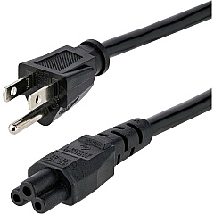 StarTech 3ft (1m) Laptop Power Cord, NEMA 5-15P to C5 (Clover Leaf), 10A 125V, 18AWG, Laptop Replacement Cord, Power Brick Cable (PXT101NB3S3)
