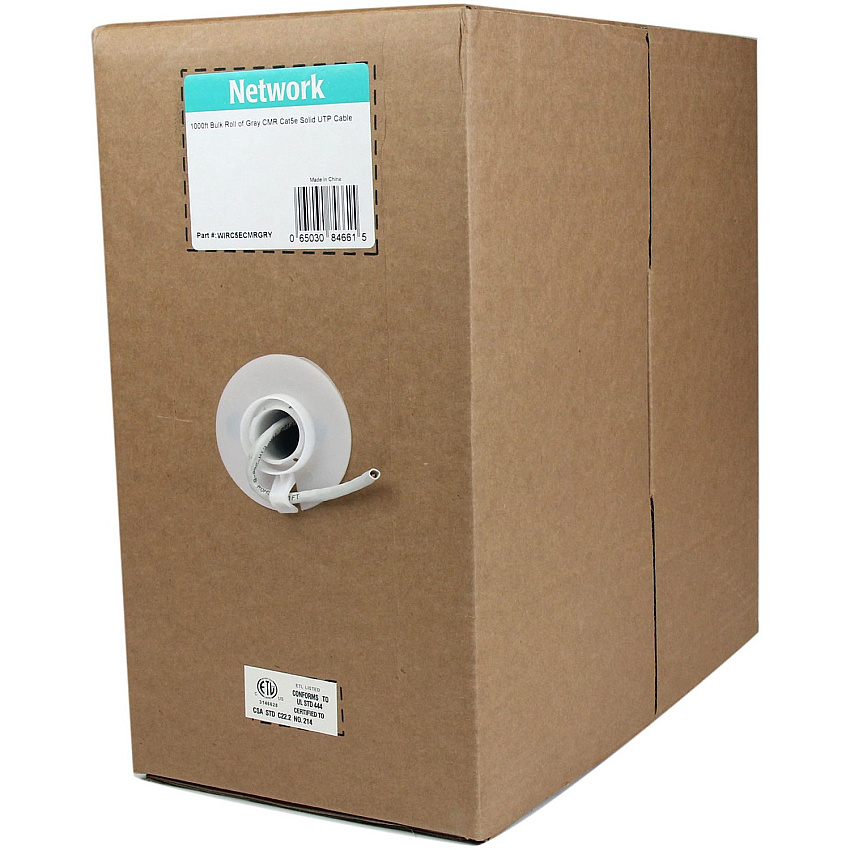 StarTech 1000 ft Bulk Roll of Gray CMR Cat5e Solid UTP Cable (WIRC5ECMRGRY)