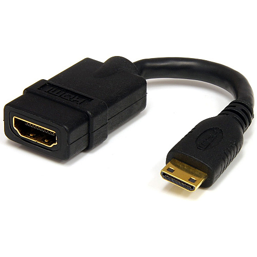 StarTech 5in Mini HDMI to HDMI Adapter, 4K High Speed HDMI Adapter, 4K 30Hz Ultra HD High Speed HDMI Adapter, UHD Mini HDMI Adapter 4K (HDACFM5IN)