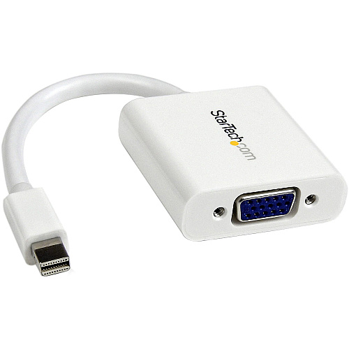 StarTech Mini DisplayPort to VGA Adapter - White - 1080p - Thunderbolt to VGA Monitor Adapter - Mini DP to VGA Converter (MDP2VGAW)