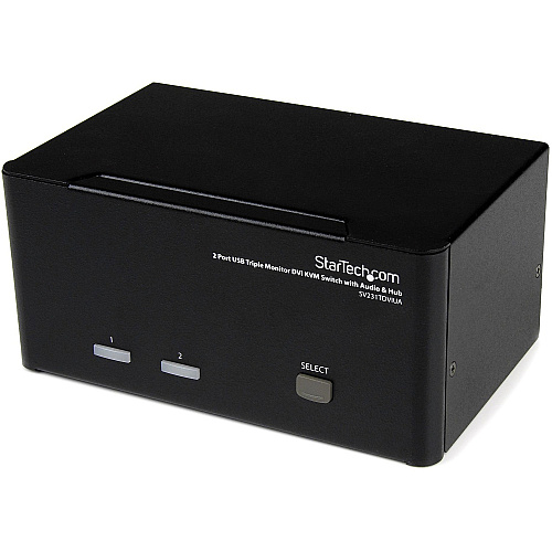 StarTech 2 Port Triple Monitor DVI USB KVM Switch with Audio & USB 2.0 Hub (SV231TDVIUA)