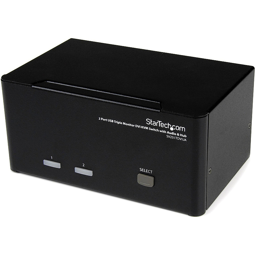 StarTech 2 Port Triple Monitor DVI USB KVM Switch with Audio & USB 2.0 Hub (SV231TDVIUA)