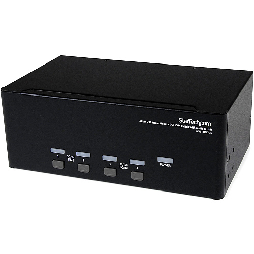 StarTech 4 Port Triple Monitor DVI USB KVM Switch with Audio & USB 2.0 Hub (SV431TDVIUA)