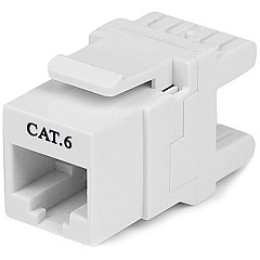 StarTech 180&deg; Cat 6 Keystone Jack - RJ45 Ethernet Cat6 Wall Jack White - 110 Type (C6KEY110SWH)