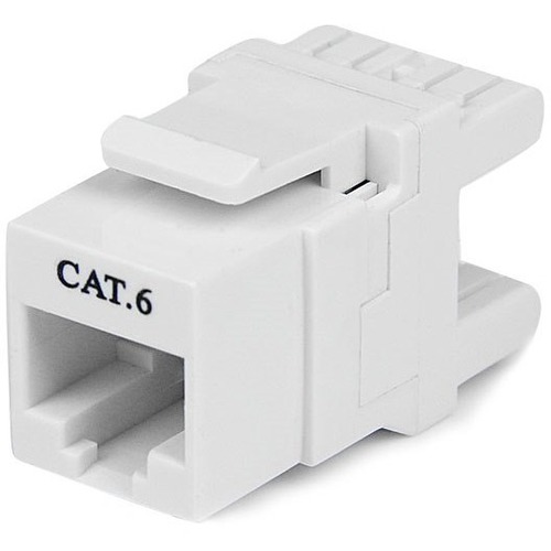StarTech 180&deg; Cat 6 Keystone Jack - RJ45 Ethernet Cat6 Wall Jack White - 110 Type (C6KEY110SWH)