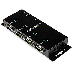 StarTech USB to Serial Adapter Hub - 4 Port - Industrial - Wall Mount - Din Rail - COM Port Retention - FTDI USB Serial (ICUSB2324I)