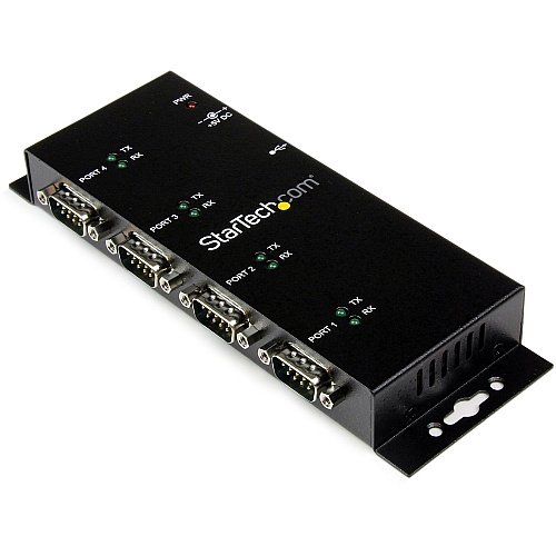 StarTech USB to Serial Adapter Hub - 4 Port - Industrial - Wall Mount - Din Rail - COM Port Retention - FTDI USB Serial (ICUSB2324I)