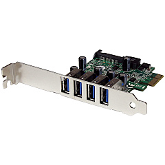 StarTech 4 Port PCI Express PCIe SuperSpeed USB 3.0 Controller Card Adapter with UASP - SATA Power (PEXUSB3S4V) StarTech 4 Port PCI Express PCIe SuperSpeed USB 3.0 Controller Card Adapter with UASP - SATA Power (PEXUSB3S4V)
