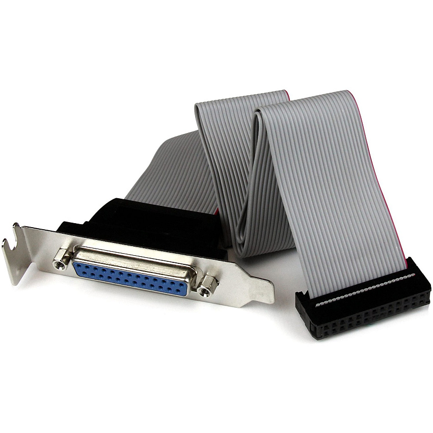 StarTech Low Profile 16in Parallel Port Header Cable Adapter with Bracket - DB25 (F) to IDC26 (PLATE25F16LP)