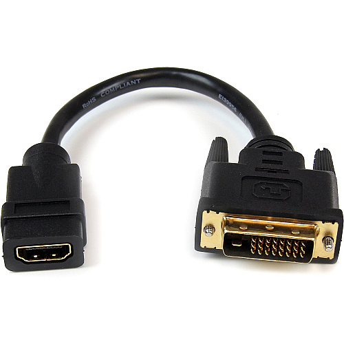 StarTech 8in HDMI to DVI-D Video Cable Adapter - HDMI Female to DVI Male (HDDVIFM8IN)