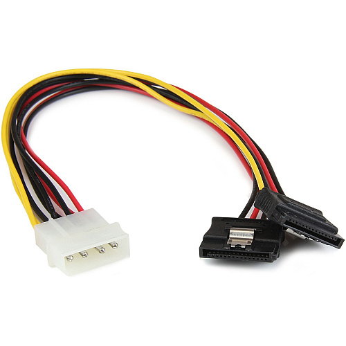 StarTech 12in LP4 to 2x Latching SATA Power Y Cable Splitter Adapter - 4 Pin Molex to Dual SATA (PYO2LP4LSATA)