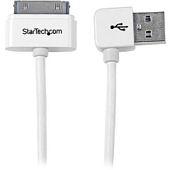 StarTech 1m (3 ft) Apple 30-pin Dock Connector to Left Angle USB Cable for iPhone / iPod / iPad with Stepped Connector (USB2ADC1MUL)