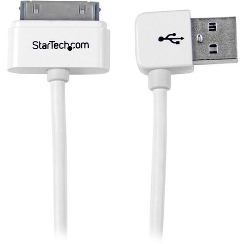 StarTech 1m (3 ft) Apple 30-pin Dock Connector to Left Angle USB Cable for iPhone / iPod / iPad with Stepped Connector (USB2ADC1MUL)