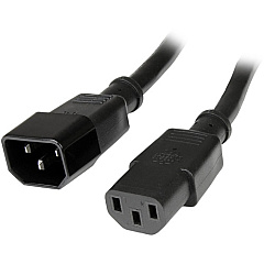 StarTech 3ft (1m) Heavy Duty Extension Cord, IEC C14 to IEC C13 Black Extension Cord, 15A 125V, 14AWG, Heavy Gauge Power Cable (PXT100143)