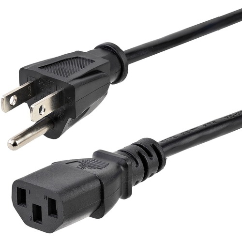 StarTech 3ft (1m) Heavy Duty Power Cord, NEMA 5-15P to C13, 15A 125V, 14AWG, Replacement AC Computer Power Cord, PC Power Supply Cable (PXT101143)