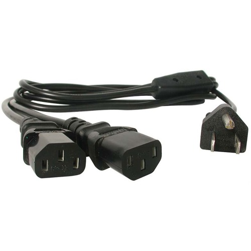 StarTech 6ft (2m) Computer Power Cord Y Splitter, NEMA 5-15P to 2x C13 Y Cable, 10A 125V, 18AWG, AC Power Cord, Monitor Power Cable (PXT101Y)