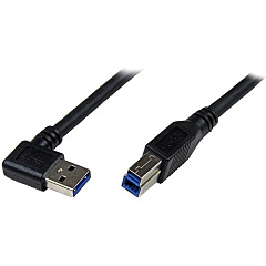 StarTech 1m Black SuperSpeed USB 3.0 Cable - Right Angle A to B - M/M (USB3SAB1MRA)