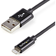 StarTech 2m (6ft) Long Black Apple 8-pin Lightning Connector to USB Cable for iPhone / iPod / iPad (USBLT2MB)