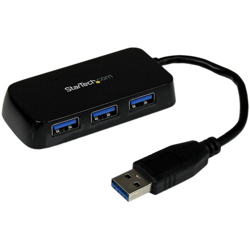 StarTech Portable 4 Port SuperSpeed Mini USB 3.0 Hub - Black (ST4300MINU3B)