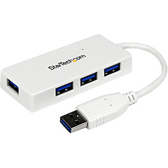 StarTech Portable 4 Port SuperSpeed Mini USB 3.0 Hub - White (ST4300MINU3W) StarTech Portable 4 Port SuperSpeed Mini USB 3.0 Hub - White (ST4300MINU3W)