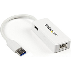 StarTech USB 3.0 to Gigabit Ethernet Adapter NIC w/ USB Port - White (USB31000SPTW)
