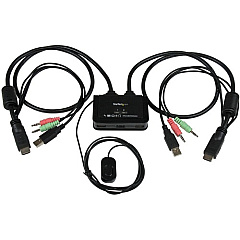 StarTech 2 Port USB HDMI Cable KVM Switch with Audio and Remote Switch - USB Powered (SV211HDUA)