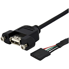 StarTech 3 ft Panel Mount USB Cable - USB A to Motherboard Header Cable F/F (USBPNLAFHD3)
