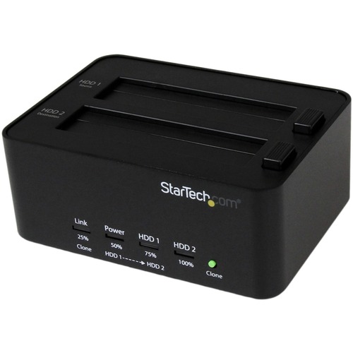 StarTech Dual Bay Hard Drive Duplicator and Eraser, Standalone SATA HDD/SSD Cloner and Disk Eraser, USB 3.0 to SATA Docking Station (SATDOCK2REU3)