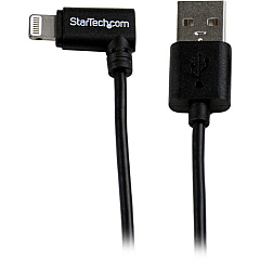 StarTech 2m (6ft) Angled Black Apple 8-pin Lightning Connector to USB Cable for iPhone / iPod / iPad (USBLT2MBR)