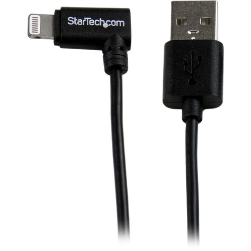 StarTech 2m (6ft) Angled Black Apple 8-pin Lightning Connector to USB Cable for iPhone / iPod / iPad (USBLT2MBR)