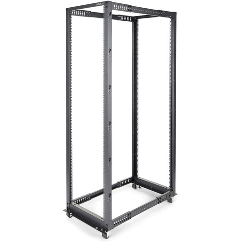 StarTech 42U Adjustable Depth Open Frame 4 Post Server Rack Cabinet - Flat Pack w/ Casters, Levelers and Cable Management Hooks (4POSTRACK42)