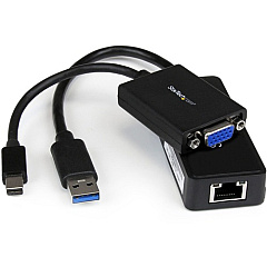StarTech Lenovo ThinkPad X1 Carbon VGA and Gigabit Ethernet Adapter Kit - MDP to VGA - USB 3.0 to GbE (LENX1MDPUGBK)
