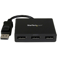 StarTech 3-Port Multi Monitor Adapter, DisplayPort 1.2 MST Hub, Dual 4K, 1x 1080p, Video Splitter for Extended Desktop Mode, Windows (MSTDP123DP)