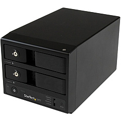 StarTech USB 3.0 / eSATA Dual-Bay Trayless 3.5" SATA III Hard Drive Enclosure with UASP - 2-Bay SATA 6 Gbps Hot-Swap HDD Enclosure (S352BU33RER)