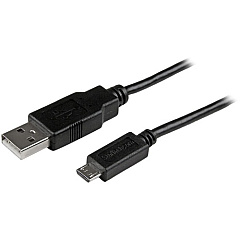 StarTech 1 ft Mobile Charge Sync USB to Slim Micro USB Cable for Smartphones and Tablets - A to Micro B M/M (USBAUB1BK)