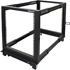 StarTech 12U Adjustable Depth Open Frame 4 Post Server Rack w/ Casters / Levelers and Cable Management Hooks (4POSTRACK12U)