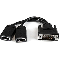 StarTech 8" DMS-59 to Dual DisplayPort Adapter Cable, 4K x 2K, DMS 59 pin (M) to 2x DP 1.2 (F) Splitter Y Cable, LFH to 2x DP Monitors (DMSDPDP1) StarTech 8" DMS-59 to Dual DisplayPort Adapter Cable, 4K x 2K, DMS 59 pin (M) to 2x DP 1.2 (F) Splitter Y Cable, LFH to 2x DP Monitors (DMSDPDP1)