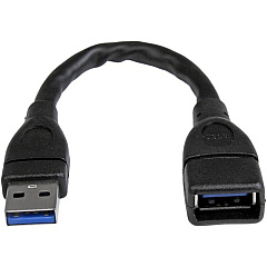 StarTech 6in Black USB 3.0 Extension Adapter Cable A to A - M/F (USB3EXT6INBK)